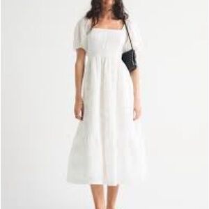 Abercrombie & Fitch White Midi Dress